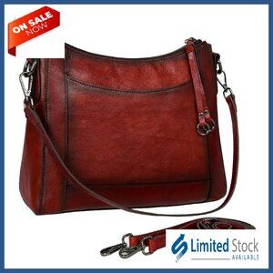 Genuine Leather Crossbody Bag with Adjustable Straps, Medium Hobo Purse